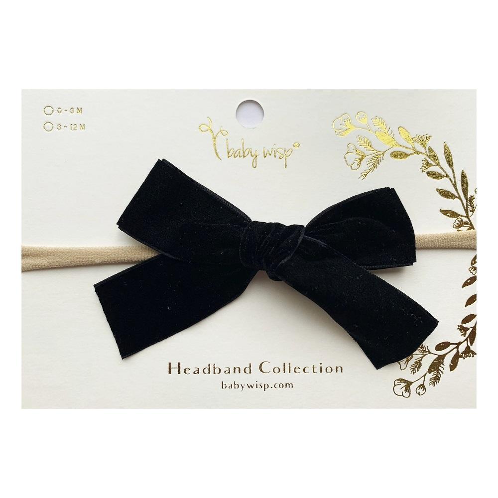 Baby Wisp Velvet Bow Headband (Black) - babyandme.ca – babyandme