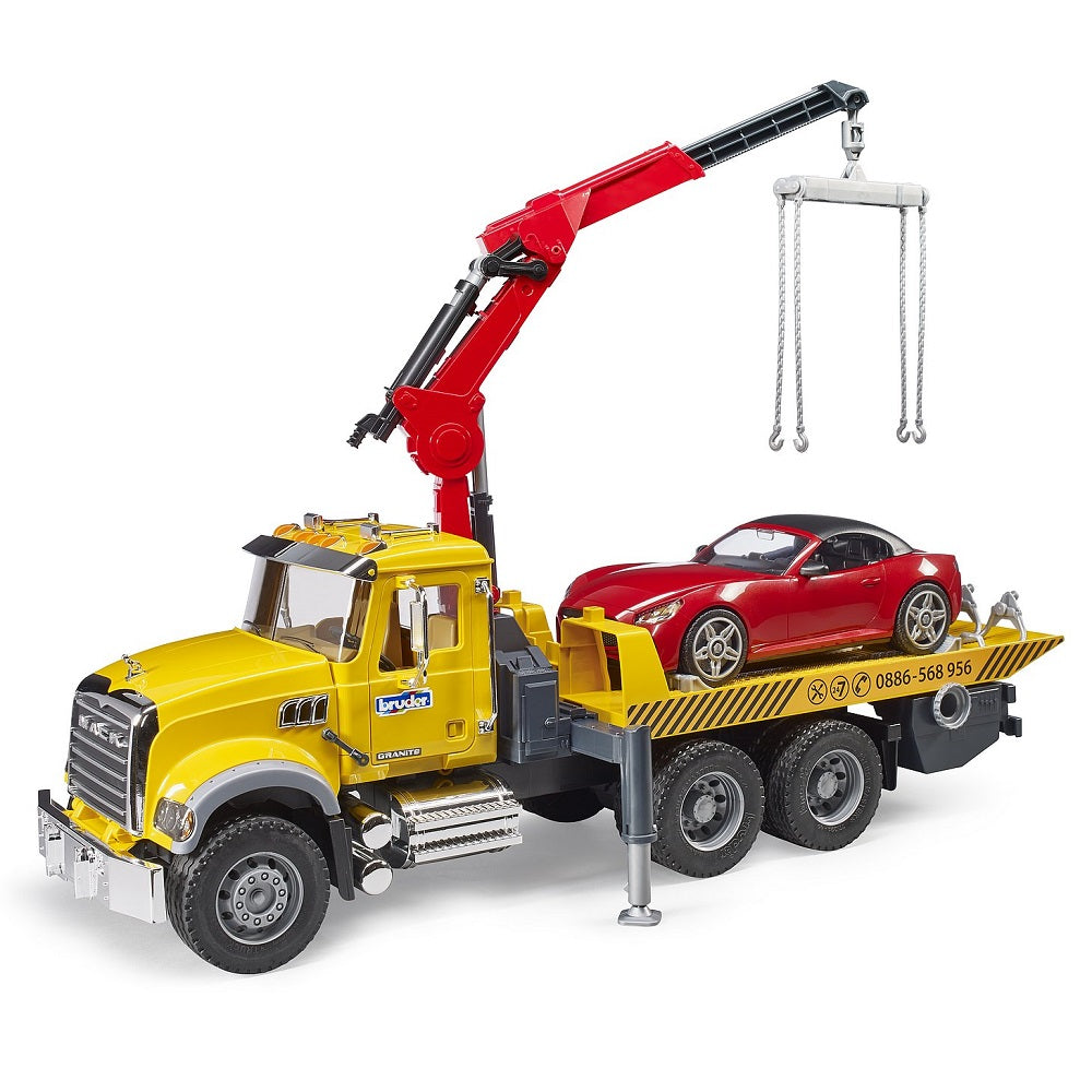 Bruder MACK Granite Tow Truck with Roadster - IN STORE PICK UP ONLY