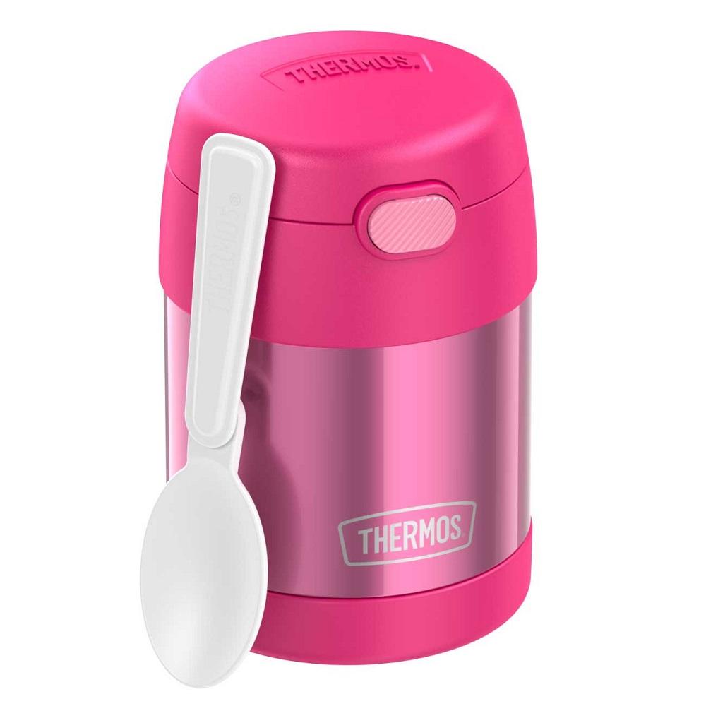 THERMOS FUNTAINER 10 Ounce Stainless Steel Vacuum Insulated Kids Food Jar  with Folding Spoon, Pink