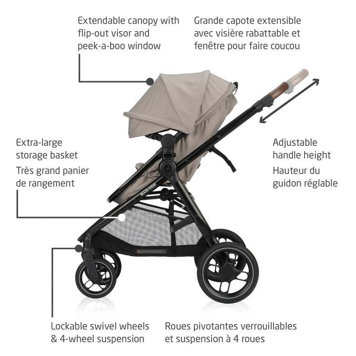 Maxi Cosi Zelia Luxe 5-in-1 Travel System (New Hope Tan)