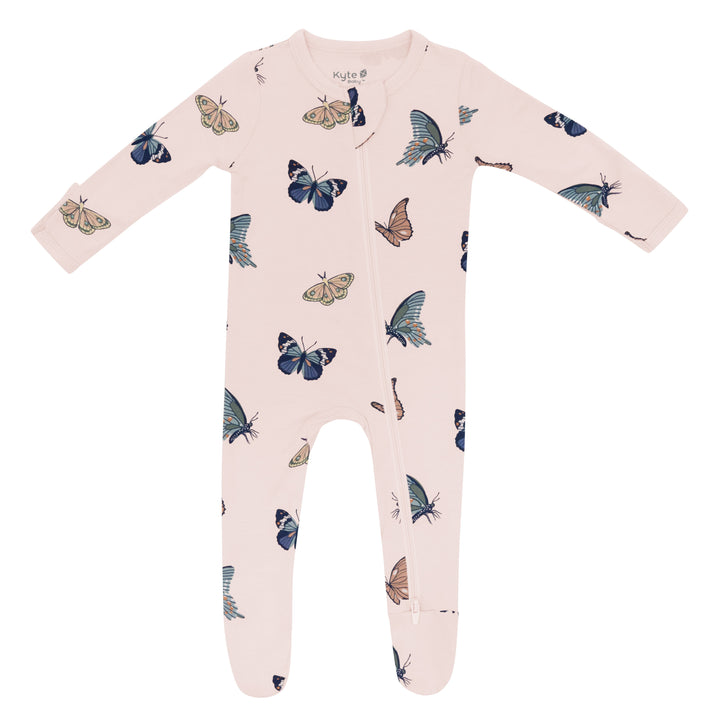 Kyte Baby Zippered Footie (Blush Butterfly)