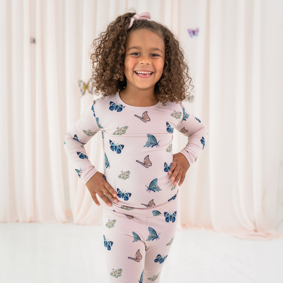 Kyte Baby Long Sleeve Pajamas (Blush Butterfly)