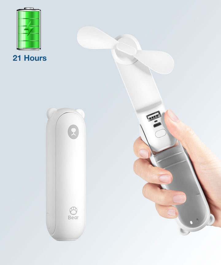 BuggyGear USB Rechargeable Bear Fan - White-Gear-BuggyGear-031964 WH-babyandme.ca