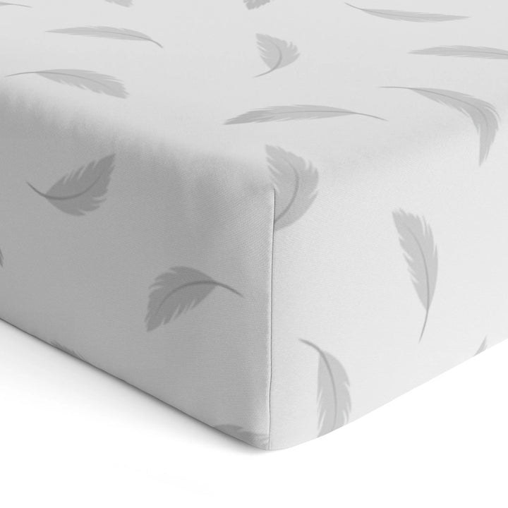 Kushies Crib Sheet Flannel Grey Feathers