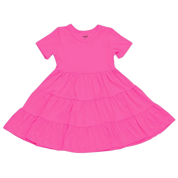 Kyte Baby Short Sleeve Tiered Dress-Apparel-Kyte Baby-Raspberry-032063 RB 12-18-12-18 Months-babyandme.ca