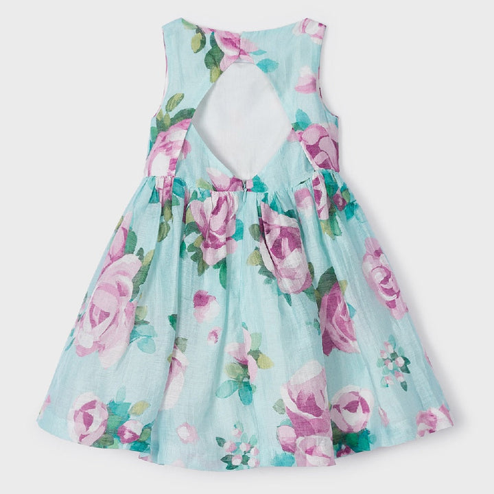 Mayoral 3913-091 Printed Dress (Aqua)-Apparel-Mayoral--babyandme.ca