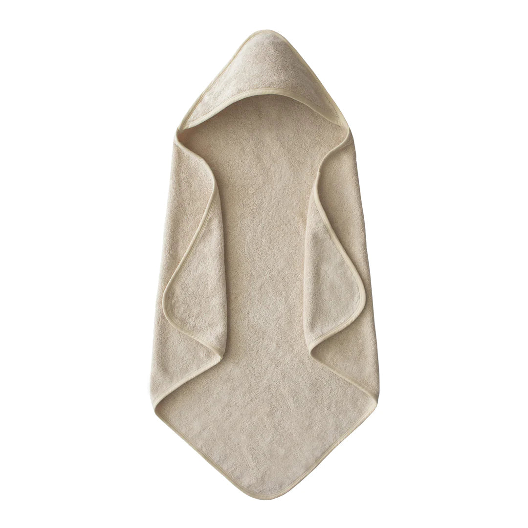 Mushie Organic Cotton Baby Hooded Towel (Fog)-Bath-Mushie-031520 FG-babyandme.ca