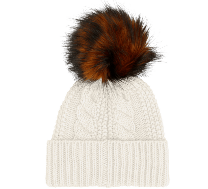 The North Face Kids Oh-Mega Fur Pom Beanie (White Dune)