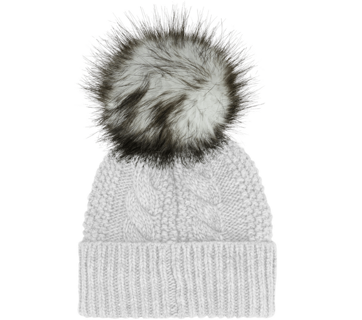 The North Face Kids Oh-Mega Fur Pom Beanie (TNF Light Grey Heather)