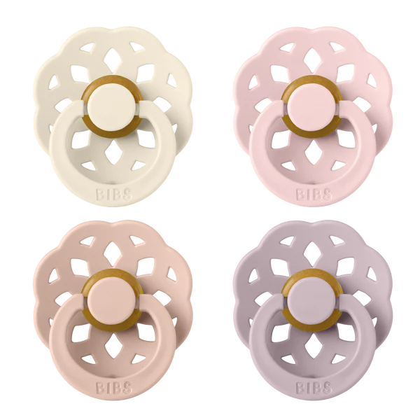 BIBS Boheme Round Latex Pacifier 4-Pack (Ivory/Blush/Blossom/Dusky Lilac)