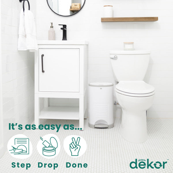 Dekor Eko Plus Hands-Free Diaper Pail Gift Set (White)