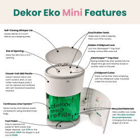 Dekor Eko Plus Hands-Free Diaper Pail Gift Set (White)