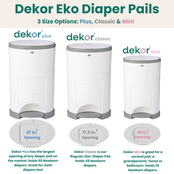 Dekor Eko Plus Hands-Free Diaper Pail Gift Set (White)