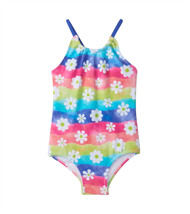 Hatley Gather Front Swimsuit (Rainbow Flower)