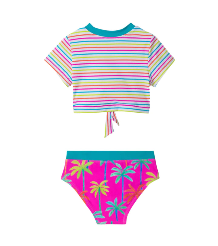 Hatley Girls Short Sleeve Tankini Set (Painted Palms)