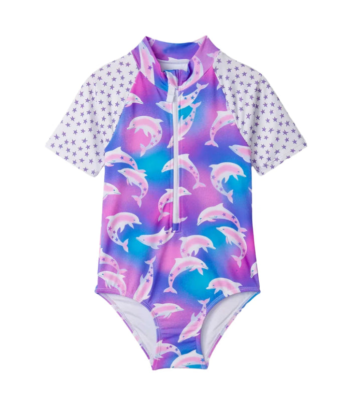 Hatley One-Piece Rashguard (Airbrush Dolphins)