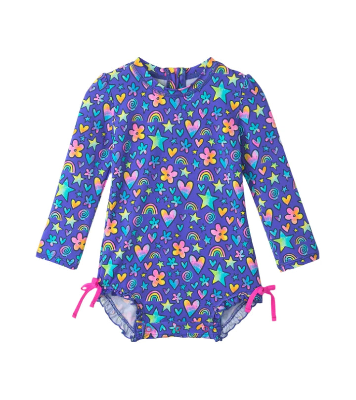 Hatley Rashguard Swimsuit (Watercolour Doodles)