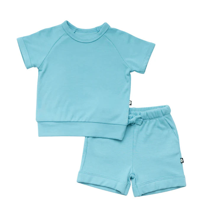 Kyte Baby Bamboo Jersey Short Sleeve Jogger Set (Makai)