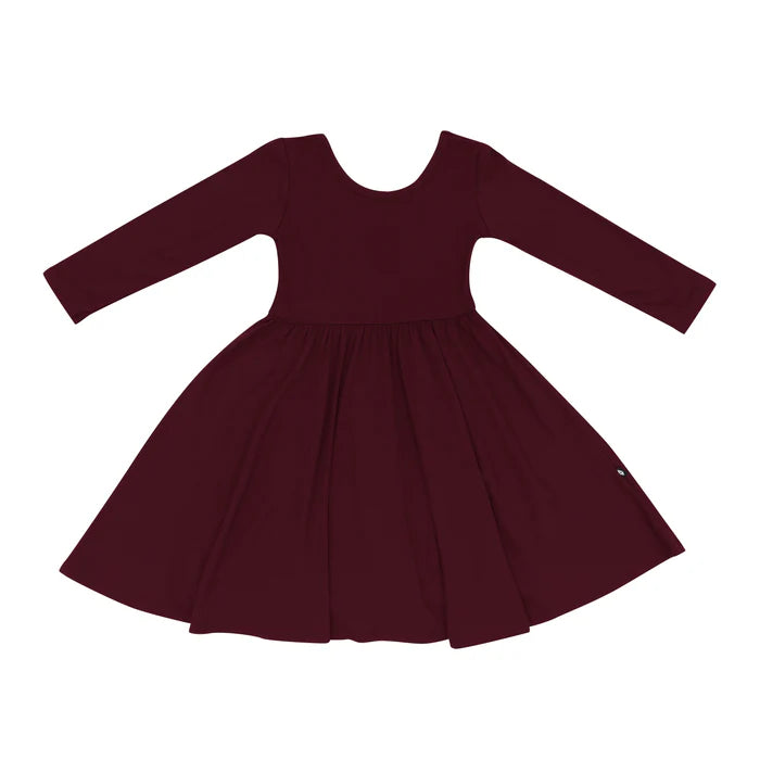 Kyte Baby Long Sleeve Twirl Dress (Burgundy)