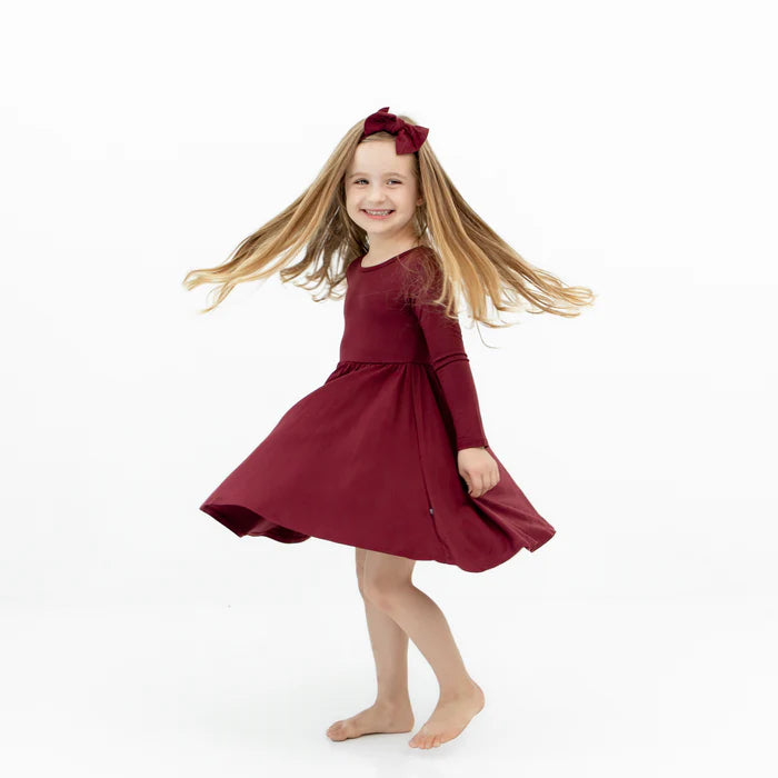 Kyte Baby Long Sleeve Twirl Dress (Burgundy)