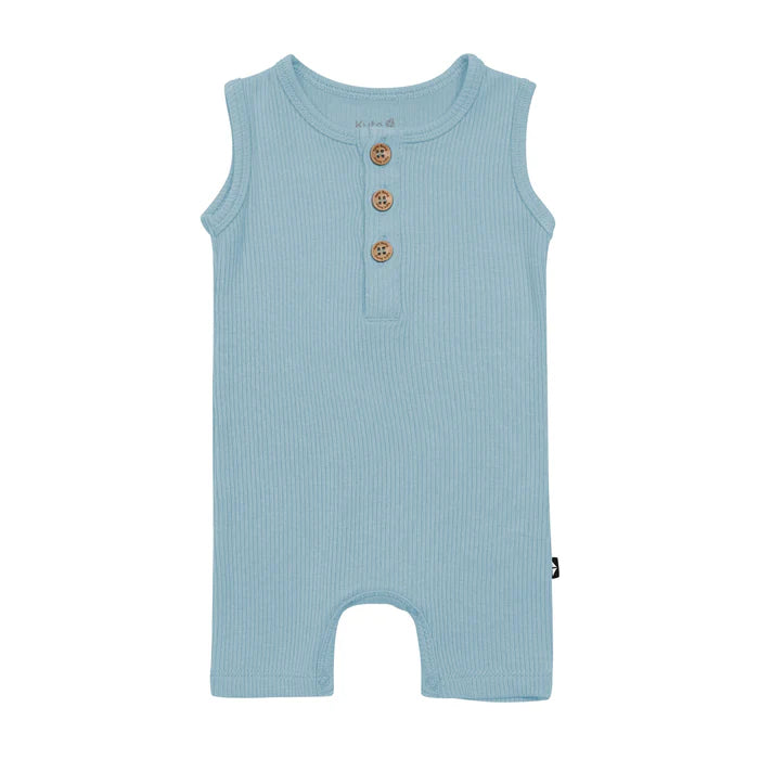 Kyte Baby Ribbed Sleeveless Shortall (Dusty Blue)