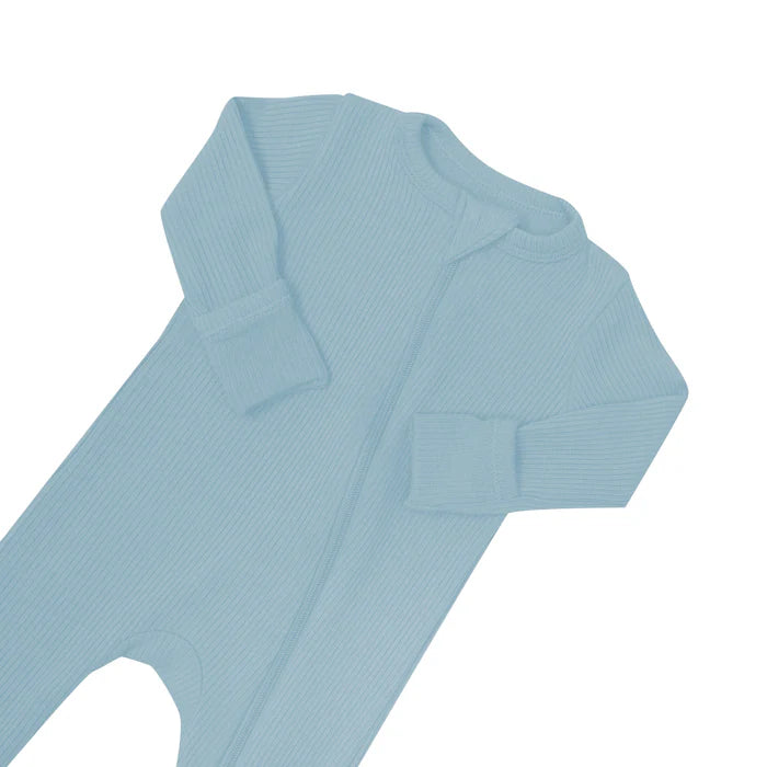 Kyte Baby Ribbed Zipper Romper (Dusty Blue)