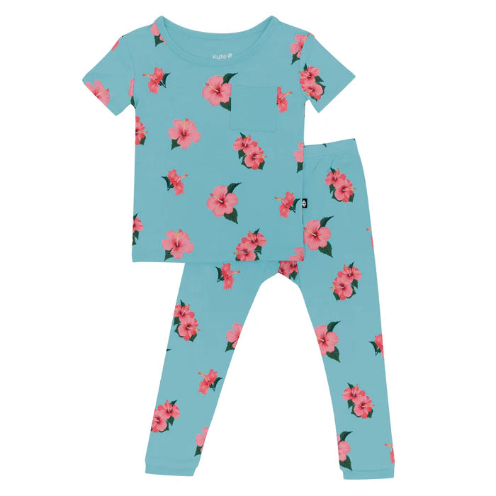 Kyte Baby Short Sleeve with Pants Pajamas (Hibiscus)