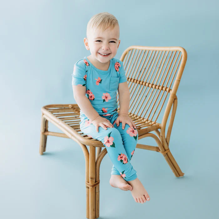 Kyte Baby Short Sleeve with Pants Pajamas (Hibiscus)