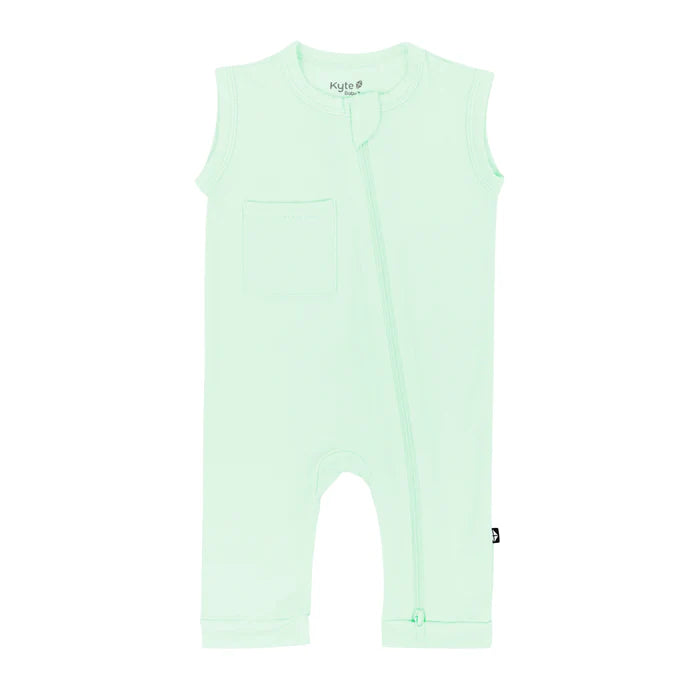 Kyte Baby Sleeveless Zippered Romper (Mint) - FINAL SALE