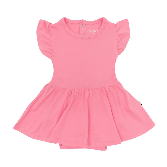 Kyte Baby Twirl Bodysuit Dress (Guava)