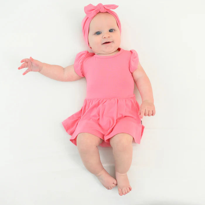 Kyte Baby Twirl Bodysuit Dress (Guava)