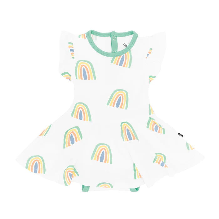 Kyte Baby Twirl Bodysuit Dress (Wasabi Rainbow)