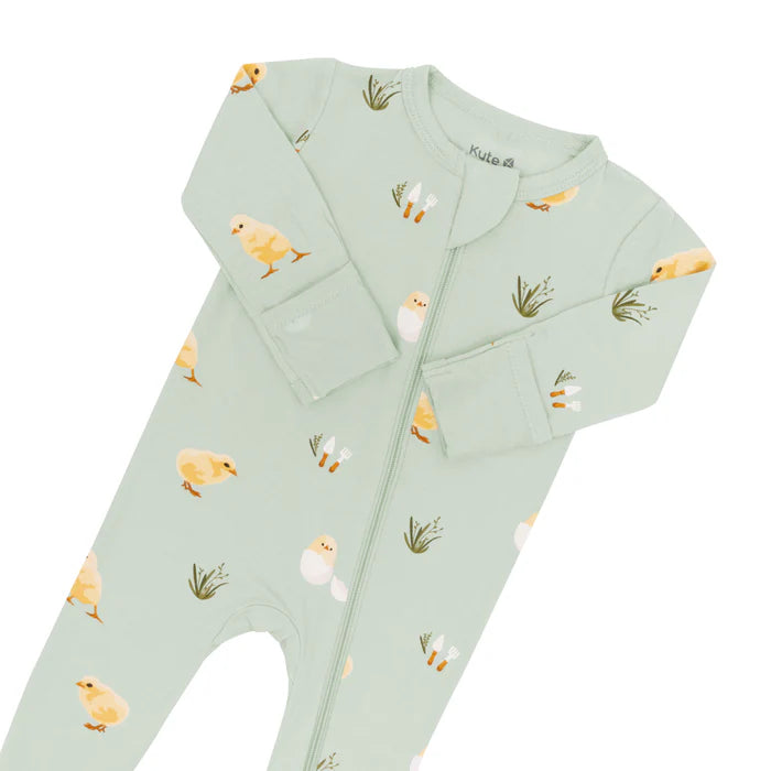 Kyte Baby Zippered Footie (Aloe Chick)