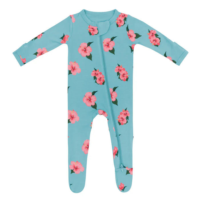 Kyte Baby Zippered Footie (Hibiscus)