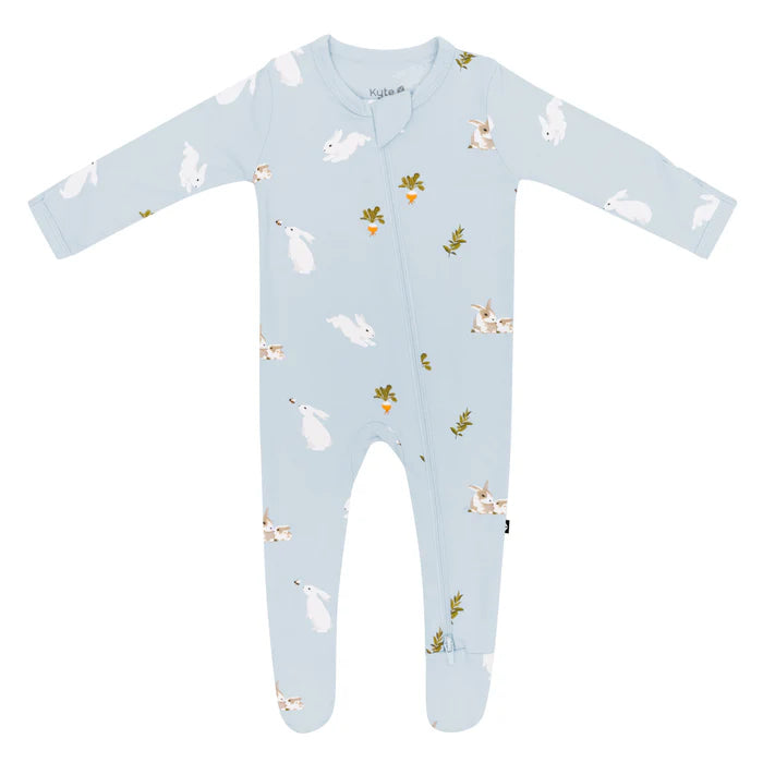 Kyte Baby Zippered Footie (Ice Rabbit)