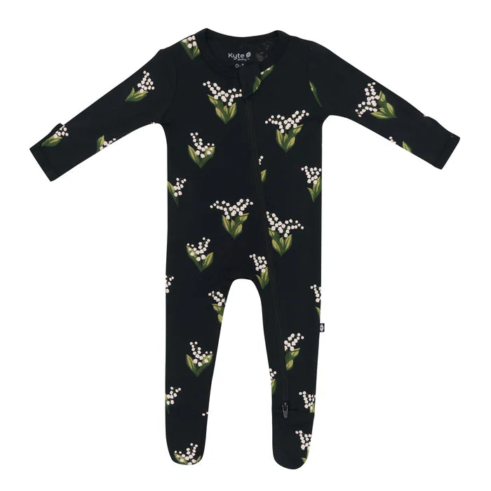 Kyte Baby Zippered Footie (Midnight Lily)