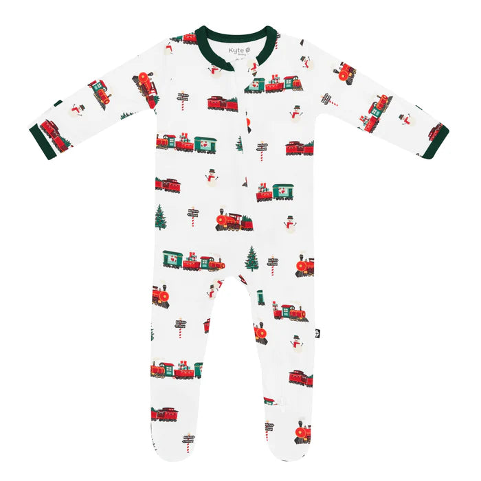 Kyte Baby Zippered Footie (Holiday Train)