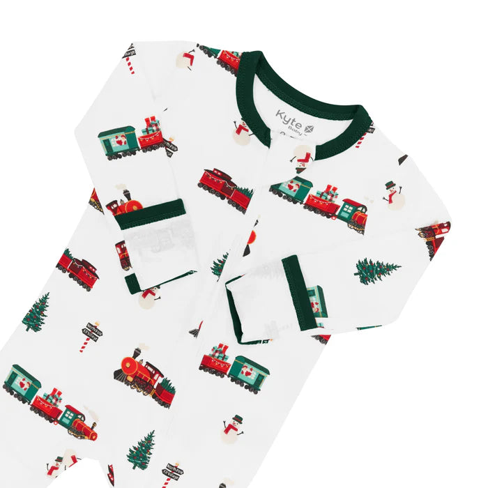 Kyte Baby Zippered Footie (Holiday Train)