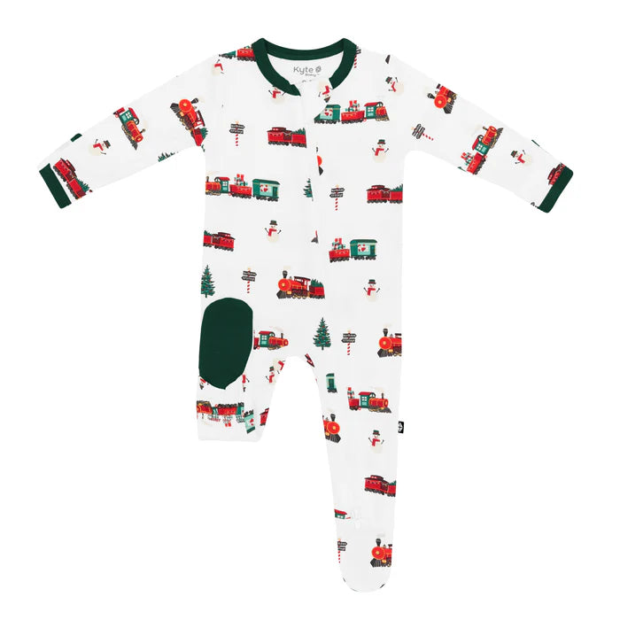 Kyte Baby Zippered Footie (Holiday Train)