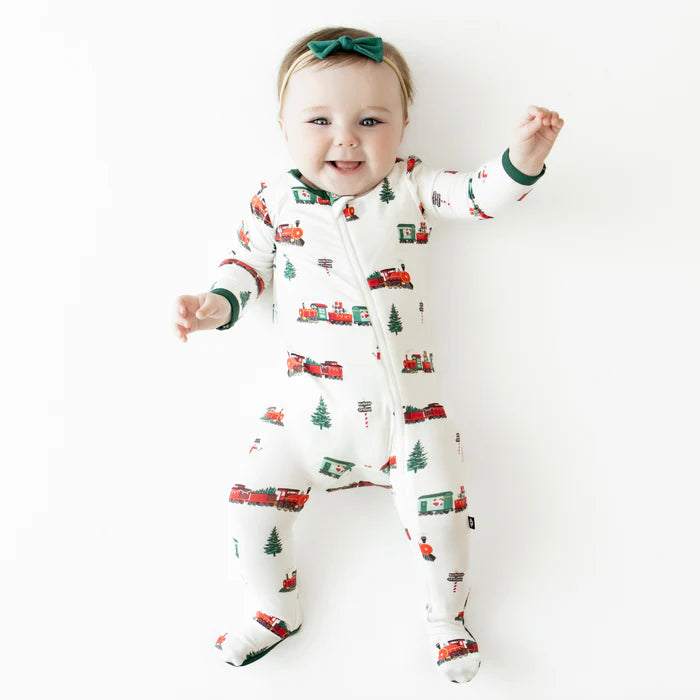 Kyte Baby Zippered Footie (Holiday Train)