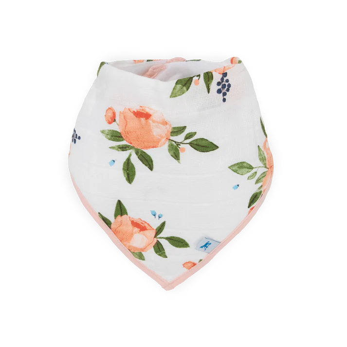 Little Unicorn Cotton Muslin/Fleece Bandana Bib 4Pk (Watercolour Roses)