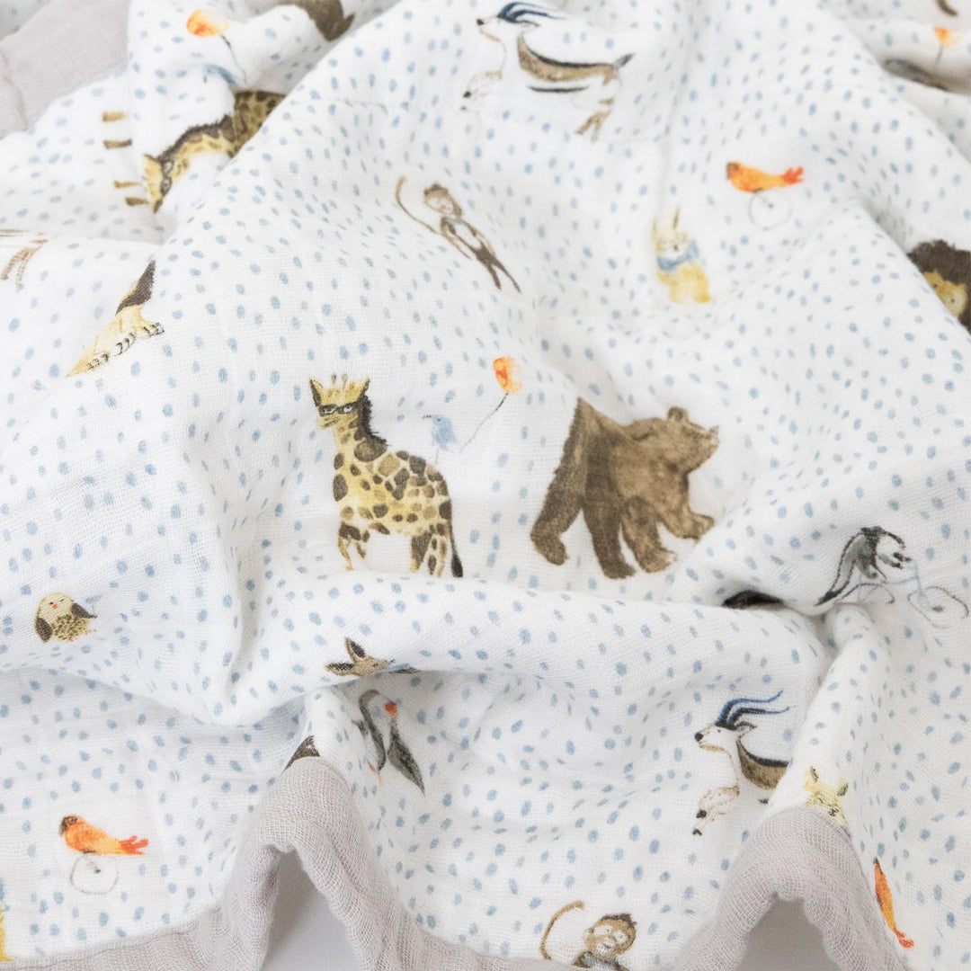 Little Unicorn Cotton Muslin Baby Quilt (Party Animals)