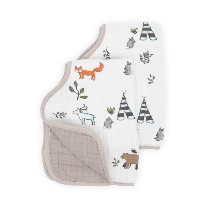 Little Unicorn Cotton Muslin Burp Cloth 2Pk (Forest Friends)