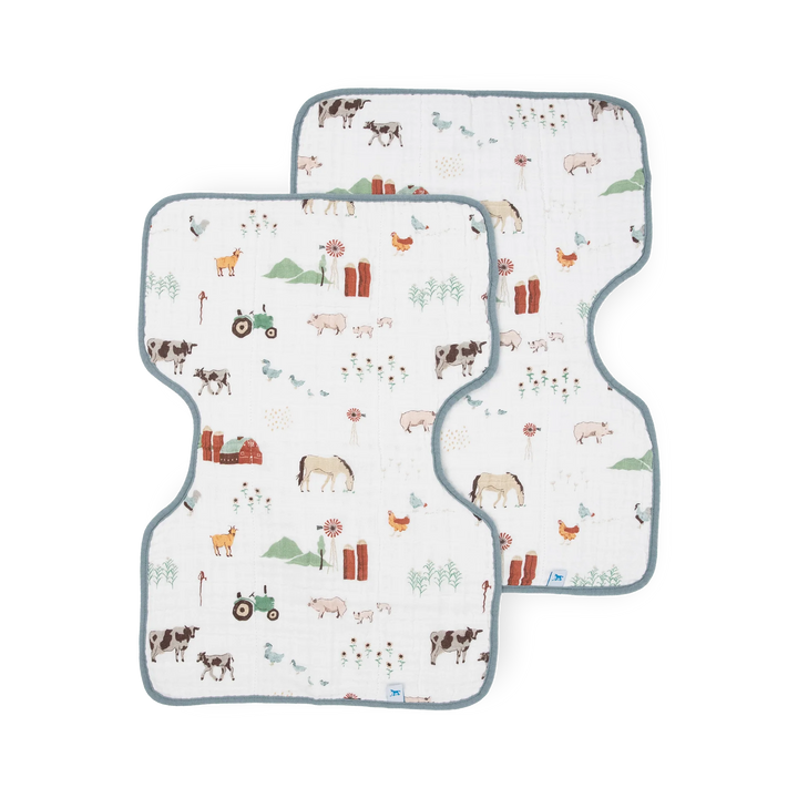 Little Unicorn Cotton Muslin Burp Cloth 2Pk (Farmyard)