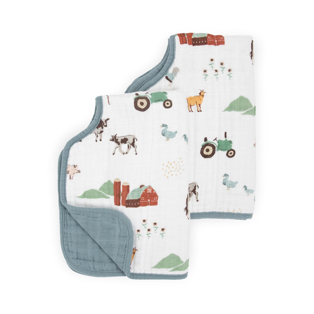 Little Unicorn Cotton Muslin Burp Cloth 2Pk (Farmyard)