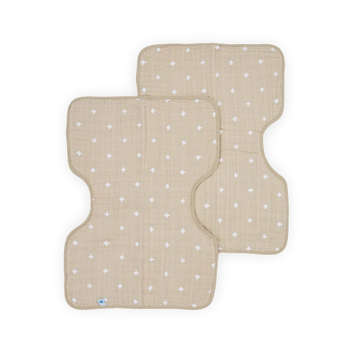 Little Unicorn Cotton Muslin Burp Cloth 2Pk (Taupe Cross)