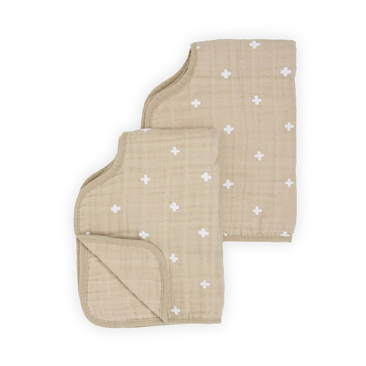 Little Unicorn Cotton Muslin Burp Cloth 2Pk (Taupe Cross)