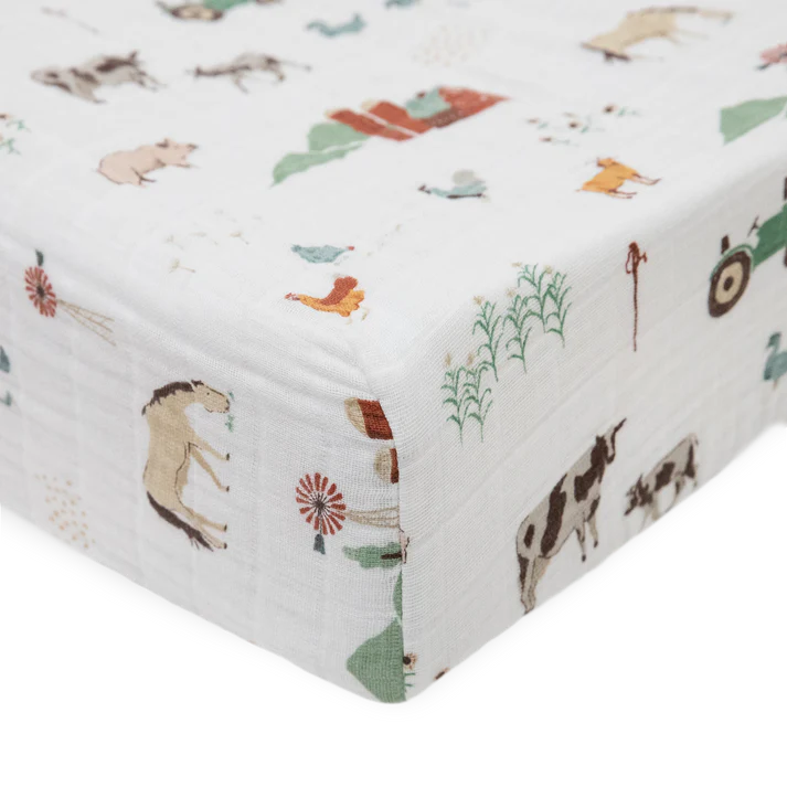 Little Unicorn Cotton Muslin Changing Pad Cover (Farmyard)