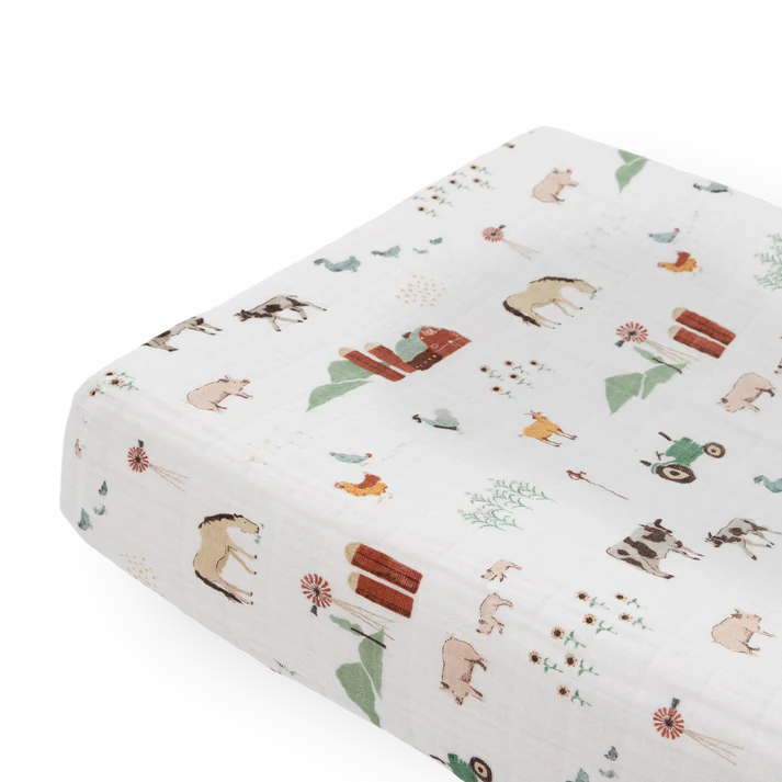 Little Unicorn Cotton Muslin Changing Pad Cover (Farmyard)