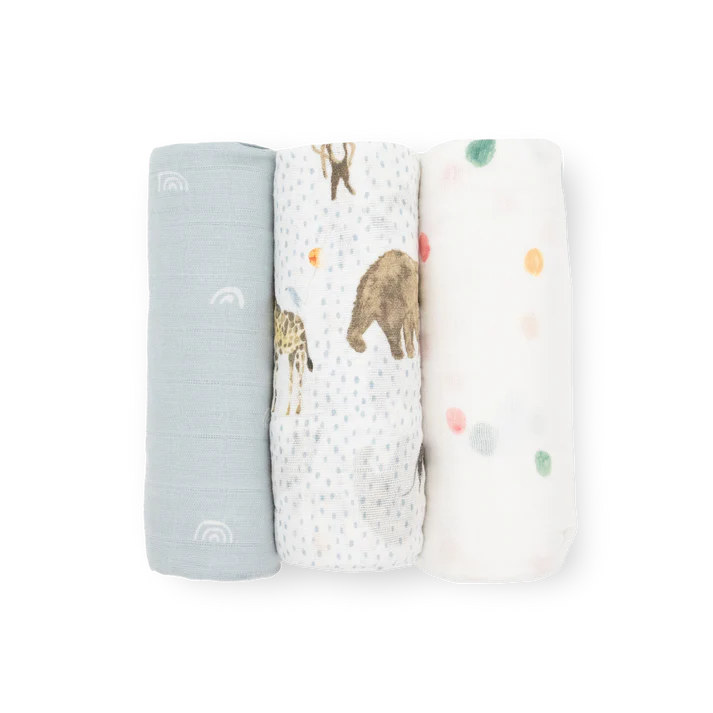 Little Unicorn Cotton Muslin Swaddle Set (Party Animals)